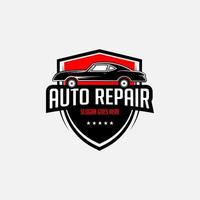 vector premium de logotipo de servicio y reparación de automóviles de metal, mejor para taller de automóviles, garaje, placa de logotipo de piezas de repuesto