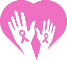 hand with pink ribbon on heart shape png