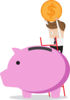 businessman saving with piggy bank png