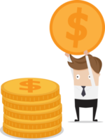businessman put coin on stack of money cartoon png