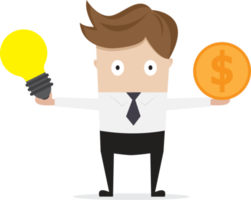 business management bulb idea and money cartoon png