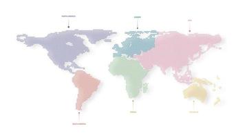 mapa del mundo salpicado de fondo blanco. mapa continental punteado. mapa de continentes. ilustración vectorial eps10. vector