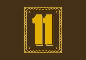 número 11 en marco de rectángulo retro vector