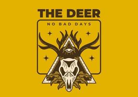 Vintage illustration of a deer skull on triangle frame vector