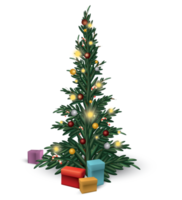 illustratie van Kerstmis boom versierd met geschenk doos geïsoleerd. png