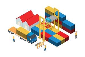 Modern Isometric Logistic System Illustration, Suitable for Diagrams, Infographics, Book Illustration, Game Asset, And Other Graphic Related Assets vector