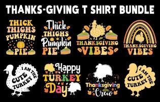paquete de diseño de camisetas del día de acción de gracias, conjunto de camisetas de acción de gracias, día de pavo, vector de calabaza