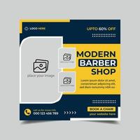 promoción de peluquería y plantilla de publicación en redes sociales. anuncio de promoción de barbería en redes sociales vector