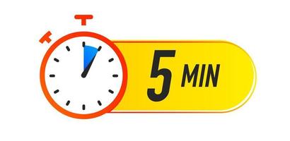 Timer icon 5 minutes vector colorful style