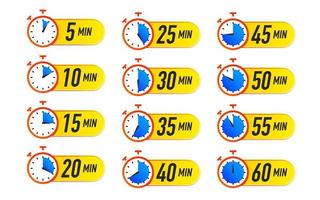 Timer icon vector set colorful style