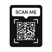 Qr code frame black color. Scan me tag vector