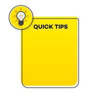 Quick tips banner light bulb vector modern style