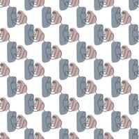 Surreal Faces One Line Seamless Pattern . Abstract Minimalistic Art design for print, cover, wallpaper, Minimal and natural wall art. Vector illustration on white background.