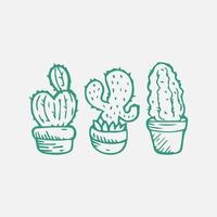 cactus garabato conjunto ilustración vectorial vector