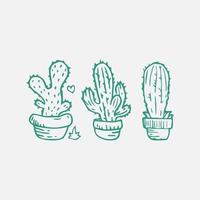 Cactus doodle set Vector illustration