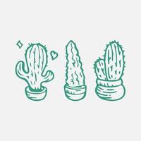 Cactus doodle set Vector illustration