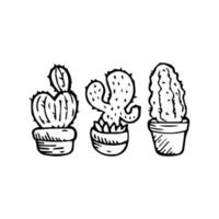 Cactus doodle set Vector illustration