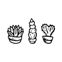 Cactus doodle set Vector illustration