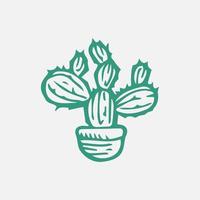 Cactus doodle set Vector illustration