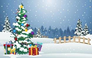 Winter Christmas Tree Background vector