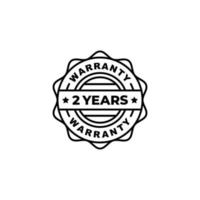 Two years warranty stamp label vector