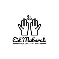 Eid mubarak outline logo design vector