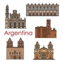 Argentina landmarks vector architecture line icons