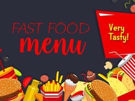 Vector fast food meals and snaks menu poster