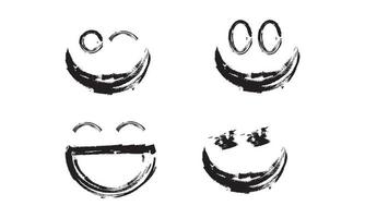 vector hand and drawn smile set smiling winking