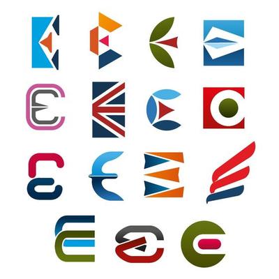 Letter E icon, font for corporate identity design
