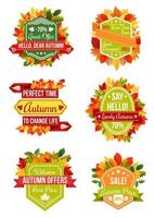 Autumn sale label and fall promotion badge set vector