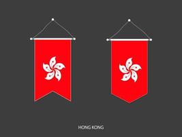 bandera de hong kong en varias formas, vector de banderín de bandera de fútbol, ilustración vectorial.