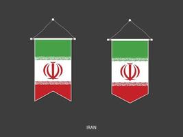 Iran flag in various shape, Soccer Flag Pennant Vector ,Vector illustration.