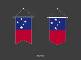 bandera de samoa en varias formas, vector de banderín de bandera de fútbol, ilustración vectorial.