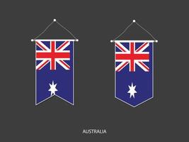 bandera de australia en varias formas, vector de banderín de bandera de fútbol, ilustración vectorial.