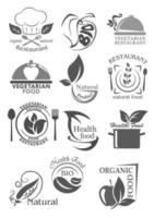 Organic food and vegetarian nutrition icon set vector