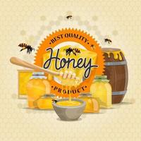 Honey product vector bees honeycomb design