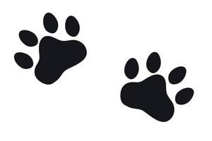 Silhouette of a cat's paw. Paw prints. The dog and cat puppy icon. A trace of a pet. The puppy's paws are highlighted on a white background. The paw of a black silhouette. vector