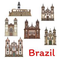 Popular travel landmark of Brazil thin line icon vector