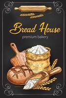 Vector sketch poster for bakery bread house