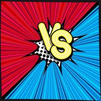 VS comic retro lettering with shadows, halftone pattern on retro poster background. Cloud of explosion with the inscription  versus. Bright vector illustration in vintage pop art style.