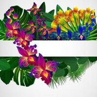 flores y hojas tropicales. fondo de diseño floral. vector