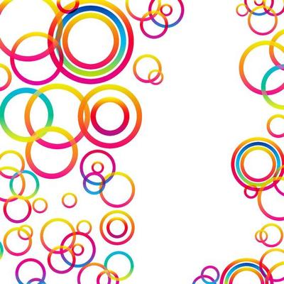 Abstract colorful hoop circles frame on a light background.