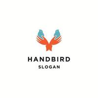 plantilla de diseño plano de icono de logotipo de pájaro de mano vector