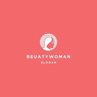 Beauty woman logo icon flat design template vector