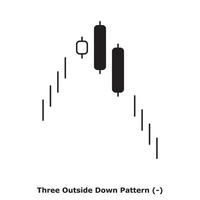 patrón de tres fuera hacia abajo - blanco y negro - redondo vector