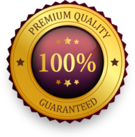 Realistic golden 100 percent labels and badges. Silver labels and badges of seal quality product illustration. png