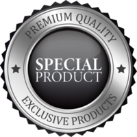 etiquetas e insignias de productos especiales de plata realistas. etiquetas plateadas y distintivos de ilustración de productos de calidad de sello. png