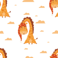 Seamless pattern with cute sleeping giraffe png