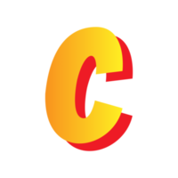 Letter c, comic style typeface with transparent background. png file